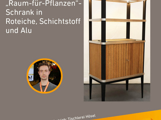 Die Gute Form 2025: Niklas Büge "Raum-für-Pflanzen" – Schrank in Roteiche, Schichtstoff und Alu