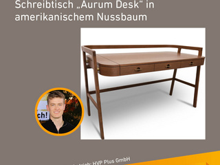 Die Gute Form 2025: Benedikt Kordaß, Schreibtisch "Aurum Desk" in amerikanischem Nussbaum 