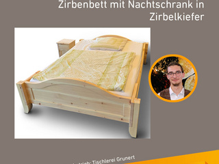 Die Gute Form 2025: Fabian Voigt, Zirbenbett mit Nachtschrank in Zirbelkiefer