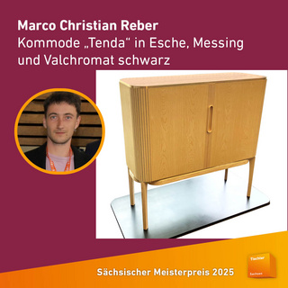 Der Sächsische Meisterpreis 2025: Marco Christian Reber, Kommode "Tenda" in Esche, Messing und Valchromat schwarz
