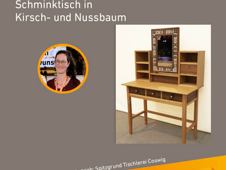 Die Gute Form 2025: Leander Kroemer, Schminktisch in Kirsch- und Nussbaum und Keramikfliesen 