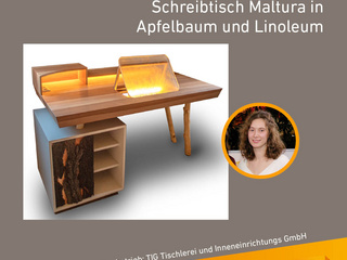Die Gute Form 2025: Sarah Küchler, Schreibtisch Maltura in Apfelbaum und Linoleum 