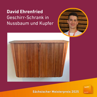 Der Sächsische Meisterpreis 2025: David Ehrenfried, Geschirr-Schrank in Nussbaum und Kupfer