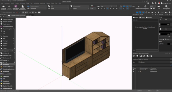Screenshot-Grafik extragroup GmbH: Möbelkonstruktion mit interiorcad