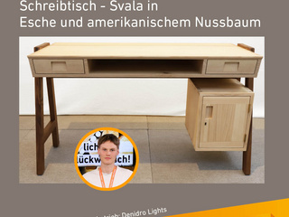 Die Gute Form 2025: Josse Sitzmann, Schreibtisch - Svala in Esche und amerikanischem Nussbaum 