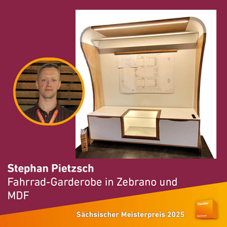 Der Sächsische Meisterpreis 2025: Stephan Pietzsch, Fahrrad-Garderobe in Zebrano und MDF